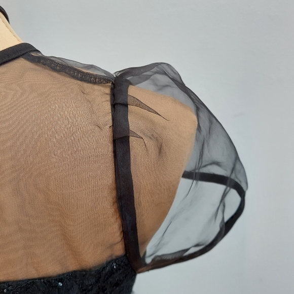 Black Mesh and Lace Coctail Dress - Picture 8 of 16